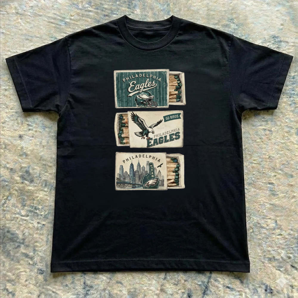 Philadelphia Eagles Matchbox Matchsticks Retro Football Team T-Shirt